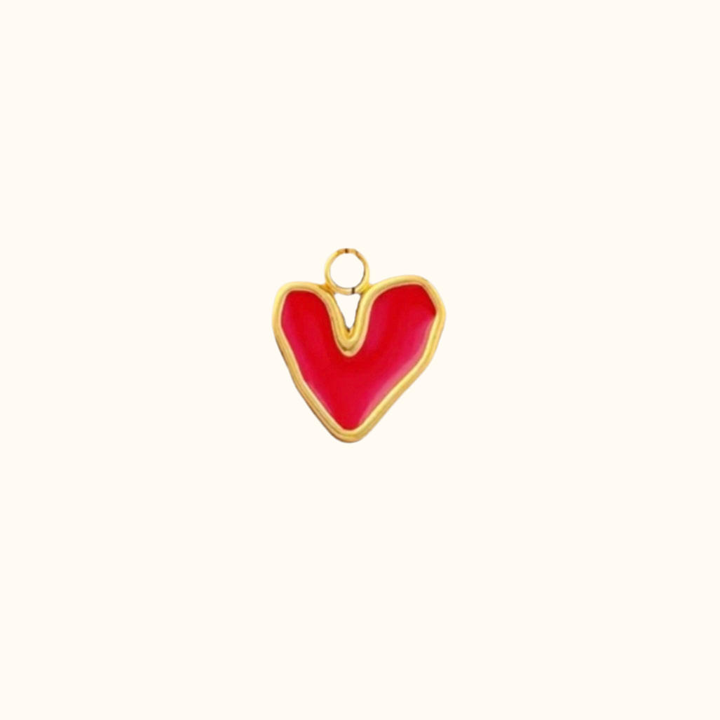 Red Irregular Heart Charm