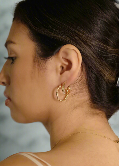 Cobra Twisted Hoops | 18k Gold Plated