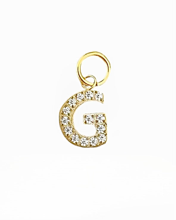 Diamond Pave Letter Charm | 18k Gold Plated