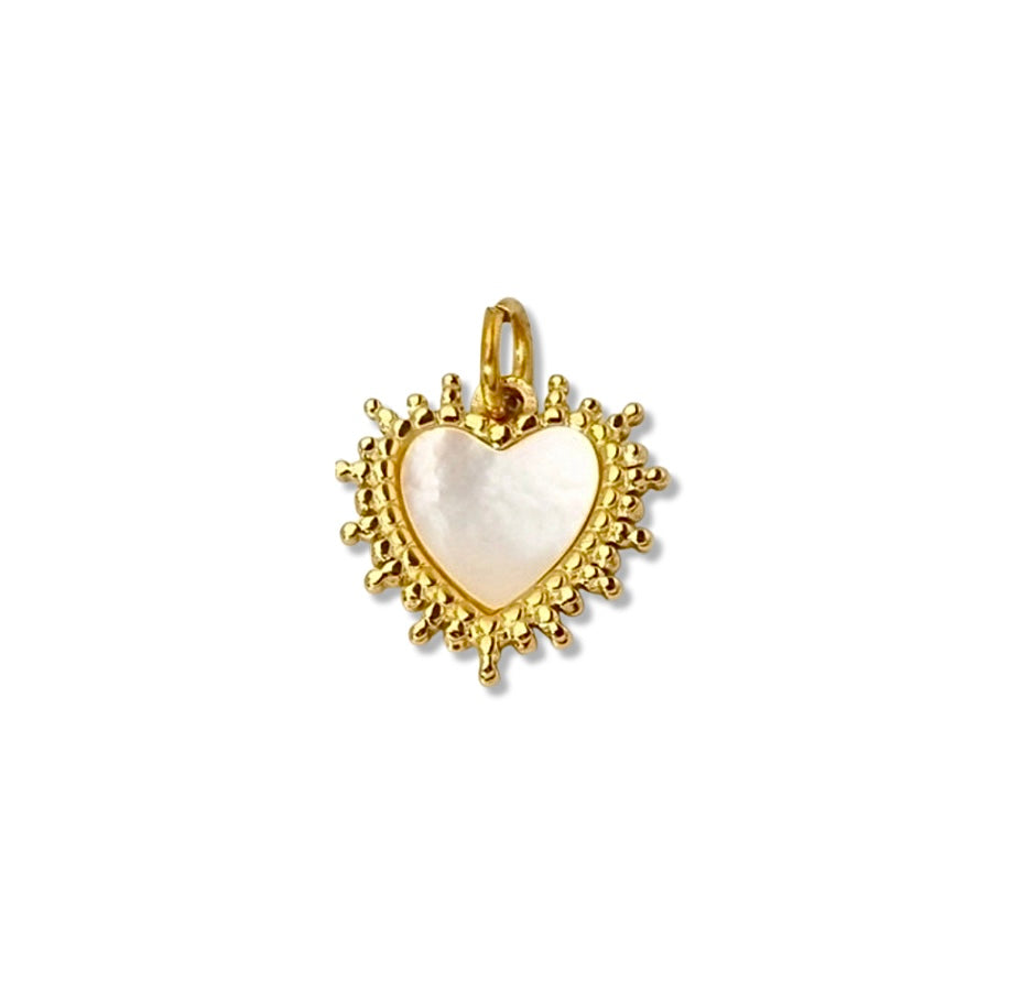 White Sunburst Heart Charm