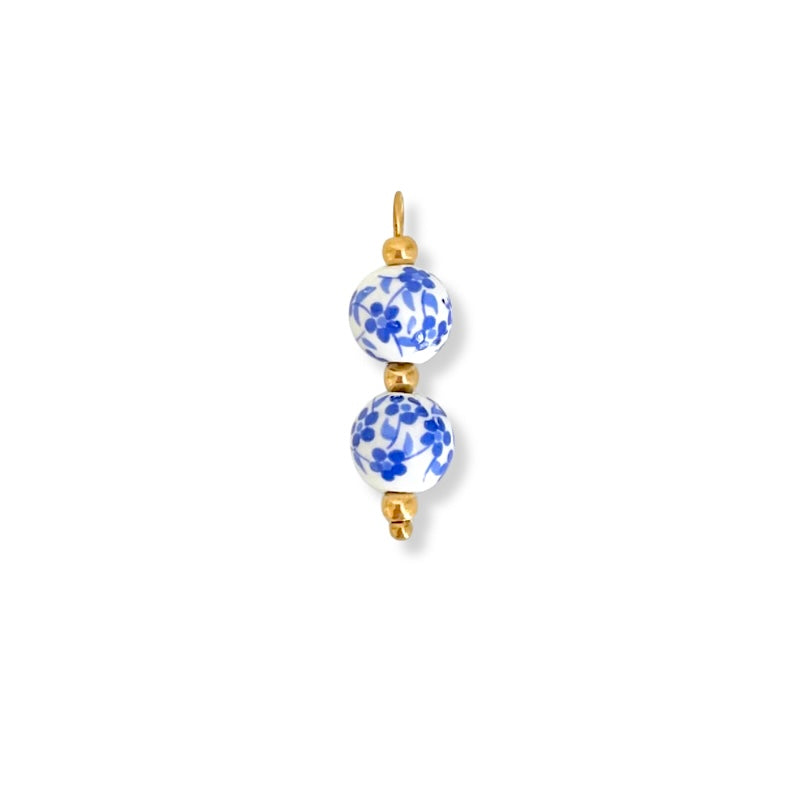 Double Blue Flower Charm