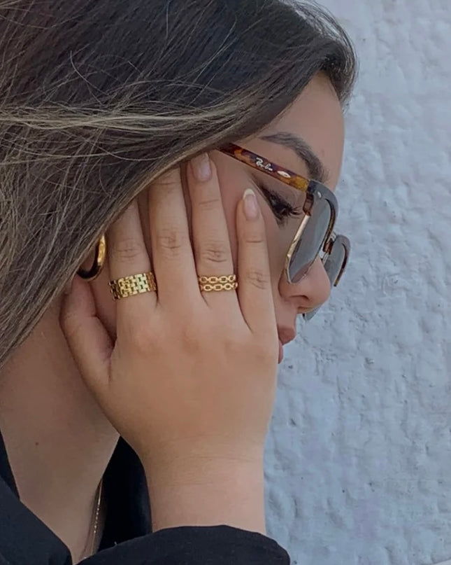 Anillo de cadena Mia | Chapado en oro de 18 quilates.