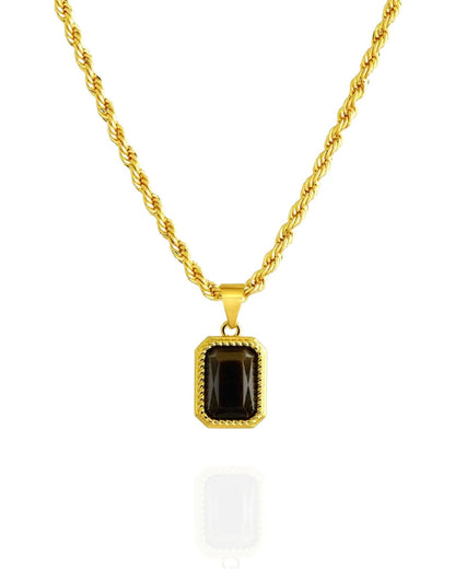 Onyx Pendant Necklace | 18k Gold Plated