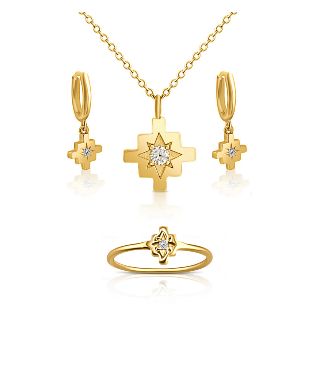 Chakana Jewelry Set | 18k Gold Plated