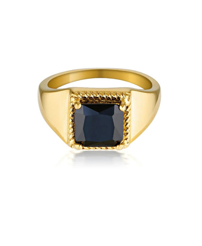 Onyx Signet Ring | 18k Gold Plated