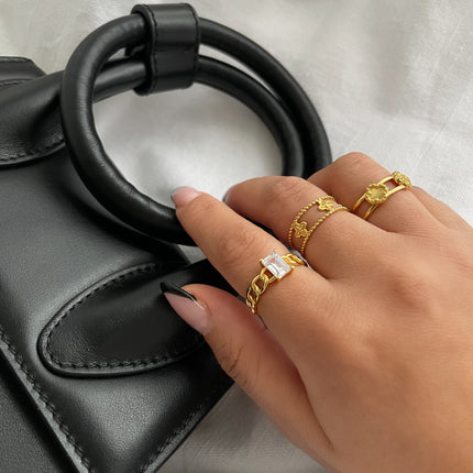Bague Victoria Trèfle | Plaqué Or 18 Carats